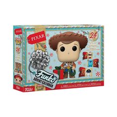 the funky international pop vinyl figure is packaged in a christmas gift box with silver bow