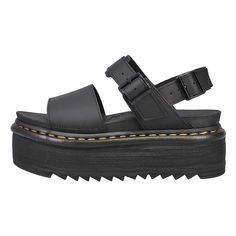 PRICES MAY VARY. Adjustable straps For half sizes, we recommend going down a size Soft, molded footbed, Welt stitching and grooved edges, Adjustable buckle straps EVA sole Our Voss sandal. Now even louder. Standing on a towering Quad sole and constructed from Hydro leather with two adjustable straps for a comfortable fit. Kitted out with black hardware, the platform sandals finished with our standout yellow stitching.