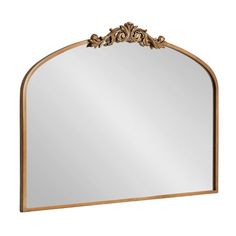 an ornate gold framed mirror on a white background with clippings to the bottom