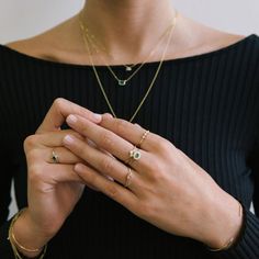 Emerald Halo Ring Jennie Kwon, Emerald Halo, Aesthetic Rings, Deco Beads, Green Sapphire, 14k Gold Ring, Halo Ring, Halo Rings, Ring Collections