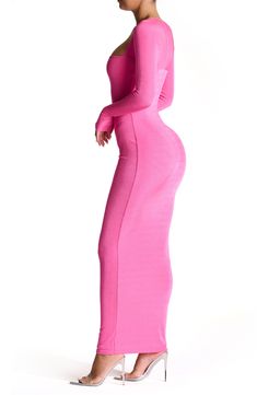 With a fit like second skin, this figure-hugging maxi is sure to be a go-to for brunch or date night thanks to the stretchy fabric and pretty-pink hue. 58" length (size Small) Square neck Long sleeves Lined 95% polyester, 5% spandex Hand wash, line dry Imported Naked Wardrobe, Sleeve Maxi Dress, Long Sleeve Maxi, Pink Pink, Pretty Pink, Long Sleeve Maxi Dress, Second Skin, Stretchy Fabric, Square Neck