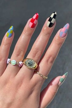 Checkered Nails DIY Are Now Trending On Pinterest Mesmerizing Nails, Do It Yourself Nails, Lights Lacquer, Colorful Nails