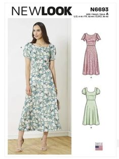 a women's dress and top sewing pattern from the new look book, featuring an image