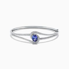 Effy Tanzanite Royale 14K White Gold Tanzanite and Diamond Bangle, 2.61 TCW Tanzanite Diamond Ring, Tanzanite Diamond, Jewelry Model, Diamond Bangle, Jewelry Business, White Stone, Sapphire Ring, Round Diamonds, Gold Metal