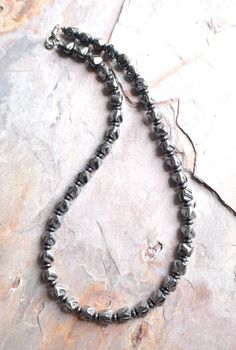 Mens Beaded Necklace Hematite Necklace Gifts For Men - Walsh Silver Hematite Necklace With 8mm Beads, Silver Hematite Beaded Necklace With Gemstone Beads, Silver Hematite Gemstone Beaded Necklaces, Silver Hematite Gemstone Beaded Necklace, Silver Hematite Beaded Necklace With Polished Beads, Mens Beaded Necklaces, Hematite Necklace, Hematite Beads, Paper Jewelry