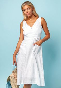 #8397 Linen Dress for Women Italian style Linen Sleeveless flare dress – Claudio Milano White Linen Dress Summer, Designer Summer Dresses, White Italian, Sleeveless Linen Dress, Italian Dress, Linen Dress Women, White Linen Dresses, Woman Dress, Dress With Belt