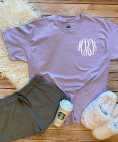 A Monogrammed T-Shirt is a wardrobe must have for anyone! Stay comfy and do it in style! You can never go wrong with a preppy monogrammed tee! Choose your own thread color! Be sure to browse our store for matching jewelry and monogrammed caps!  for current monogramming times on in stock items.  *6.0 oz. pre-shrunk 100% cotton (Dark Heather, Heather Cardinal, Heather Indigo, Heather Navy, Heather Sapphire, Safety Green, Safety Orange and Safety Pink are 50/50 cotton/polyester. Antique Cherry Red, Monogram Shirts For Women, Monogram Shirt Ideas, Monogram Shirt, Cricut Shirts, Monogram Hats, Hats And Caps, Monogram T Shirts, Monogram Shirts, Matching Jewelry