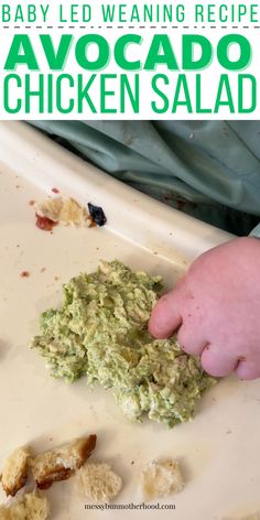 avocado chicken salad on baby high chair tray Food Ideas For 11 Month Old, 9 Month Old Recipes, Dinner For 9 Month Old, Meal Prep For 10 Month Old Baby, Make Ahead Baby Meals, Dinner For 11 Month Old, Baby Foods 1 Year, Infant Recipes, Dinner For 10 Month Old