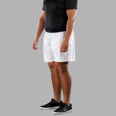 Stay active and stylish with our SLF Mesh Shorts. Crafted from soft, lightweight mesh fabric, these shorts ensure maximum breathability, making them perfect for any adventure. The trendy design features a longer 9-inch leg length, providing comfort and coverage, while the elastic stretch waistline offers a standard fit that conforms to your body. Equipped with practical side pockets, you can easily stash your essentials like your phone or keys, allowing you to focus on what truly matters - stayi Functional White Athletic Shorts With Built-in Liner, White Nylon Athletic Shorts With Built-in Shorts, White Athletic Shorts With Built-in Shorts For Gym, White Athletic Shorts For Running, White Short Length Athletic Shorts For Running, Casual Mesh Bottoms For Beach, Casual Mesh Beach Bottoms, White Swim Trunks With Built-in Shorts, White Athletic Shorts With Built-in Shorts, Relaxed Fit