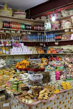 a store filled with lots of different types of foods and condiments on display