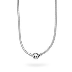 Sterling Silver Charm Necklace | Pandora US Elegant Sterling Silver Charm Necklace With Snake Chain, Elegant Silver Snake Chain Charm Necklace, Silver Minimalist Snake Chain Charm Necklace, Silver Classic Snake Chain Necklace, Classic Silver Snake Chain Necklace For Everyday, Classic Sterling Silver Snake Chain Necklace, Minimalist Snake Chain Necklace With Sterling Silver Clasp, Classic Silver Snake Chain Necklace, White Gold Sterling Silver Snake Chain Necklace