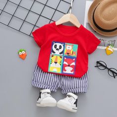 2-piece Cartoon Design T-shirt & Shorts for Children Boy - PrettyKid Pieces Season, Clean Heart, Children Boy, Design T Shirt, T Shirt And Shorts, Affordable Clothes, Cartoon Design, Toddler Boys, Kids Boys