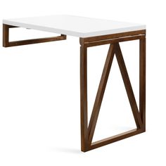 a white table with wooden legs on a white background