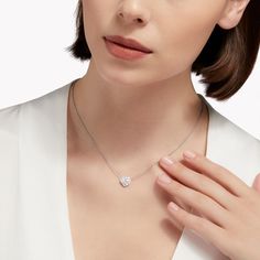 A sparkling celebration of love, our Icon heart shape diamond pendant in white gold is designed to make a delicately scintillating statement upon the décolletage. Framing the centre stone is a gleaming halo of pavé diamonds that extends to the gallery beneath to ensure a scintillating silhouette from every angle. Named after the famous Icon diamond – a 90.97 carat D Flawless round brilliant diamond that was cut and polished by Graff in 2000 – the Icon collection celebrates the incomparable beaut Diamond Shaped Engagement Ring, Heart Shaped Diamond Pendant, Diamond Drop Pendant, Graff Diamonds, Round Diamond Pendant, Rare Diamond, Necklaces Diamond, Diamond Heart Necklace, The Bling Ring