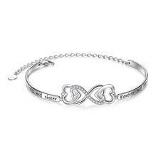 PRICES MAY VARY. ❤️BEST CHRISTMAS SURPRISE FOR SISTERS❤️ - Giving such a magnificently–designed bracelet is a beautiful way to tell your special sister and friend how you feel about her and the bracelet will be of fine enough quality to last as long as your love for her. The engraved loving message "Always my sister Forever my friend" will not fade, with clearly visible. 💎Welcome to check ASIN B08HK9K3CT and B06XW9PJBL, there are more meaningful and beautiful sister jewelry for your choice.💎 ❤ Silver Infinity Heart Bracelet For Valentine's Day, Nickel-free Heart-shaped Sterling Silver Bracelet, Valentine's Day Sterling Silver Infinity Bracelet, Elegant Nickel-free Sterling Silver Heart Bracelet, Heart-shaped Sterling Silver Bracelet For Valentine's Day, Bff Christmas Gifts, Sister Forever, Heart Bangle Bracelet, Christmas Surprise