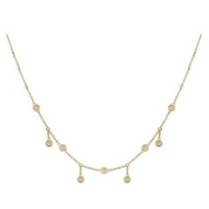 A bit of a spin off of our best selling, Diamond Drop Station Necklace, this choker has up to 2" of adjustable lengths to wear at a comfortable length while layered with your other pieces. Yellow Gold 9 full clear-cut, bezel-set diamonds 0.25 carat total weight Adjustable, 14" - 16" 14K easy on and off Lobster Claw clasp 14K Bezel. Guarantee secure setting Delicate Diamond Necklace, Gold Chain Choker, Bezel Set Diamond, Station Necklace, Diamond Drops, Bezel Diamond, Chain Choker, Stunning Jewellery, Round Cut Diamond