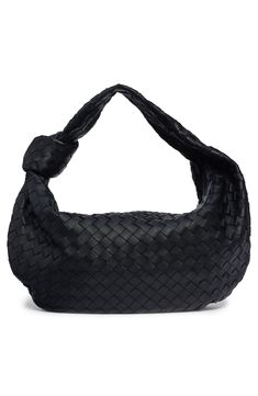 The brand's iconic intrecciato weave, crafted from handwoven strips of soft nappa leather, textures this softly structured hobo. Top zip closure Interior zip pocket Lambskin leather Made in Italy Designer Handbags Designer Top Handle Shoulder Bag With Interwoven Design, Designer Tote Shoulder Bag With Interwoven Design, Designer Black Bag With Intrecciato Weave, Designer Rectangular Woven Leather Hobo Bag, Designer Bags With Interwoven Design For Daily Use, Luxury Hobo Bag With Interwoven Design For Everyday Use, Designer Leather Bags With Interwoven Design, Black Rectangular Shoulder Bag With Interwoven Design, Designer Rectangular Hobo Bag With Braided Handles