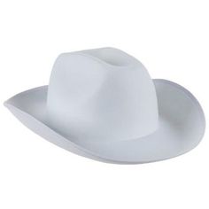 Details: 	 Length: 15" 	 Width: 12" 	 Height: 6" Saddle up with a stylish new accessory! Cowboy Hat is made of hard felt with a solid white color and is sized to fit most adults. The hat's characteristic tapered top and curled brim make it look just like a cowboy's. Wear it as a part of a costume, or use it to keep the sun out of your eyes! It might not be a whole ten gallons, but this hat will bring lots of western style to your look. White Adjustable Felt Hat With Curved Brim, White Fitted Fedora Hat, White Adjustable Curved Brim Felt Hat, White Felt Hat With Short Brim, White Fitted Fedora With Brim, Adjustable White Felt Hat With Flat Brim, White Fedora With Flat Brim, Fitted White Fedora With Flat Brim, White Fitted Fedora With Flat Brim