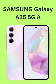 the samsung galaxy a355g is shown in white and has a green background