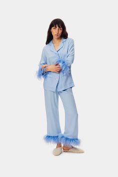 Discover best-selling blue party feather pajamas. Versatile from bedroom to soirée, pair it easily with slippers or heels. Global shipping available. Feather Pjs, Feather Pajamas, Lunch Workout, Poison Bottles, 2025 Style, Party Pajamas, Feather Cuffs, Pinterest Predicts, 2025 Trends