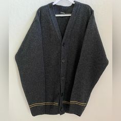 Official Wizarding World Of Harry Potter Wool Hogwarts Cardigan, Size Large, Never Worn Classic Yellow Sweater For Fall, Classic Yellow Winter Cardigan, Classic Yellow Long Sleeve Cardigan, Yellow Long Sleeve Casual Cardigan, Hogwarts Sweater, Sweater Uniform, Lavender Cardigan, Sequin Cardigan, Woolen Sweaters