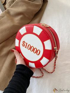 BirdinBag - Compact Round Chain Shoulder Bag - Stylish and On-Trend Circle Bag, Unique Purses, Red Bag, Types Of Lettering, Stylish Shoulder Bag, Chain Shoulder Bag, Pouch, Shoulder Bag, Chain