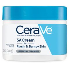 Developed with dermatologists, CeraVe SA Cream for Rough & Bumpy Skin has a unique formula that exfoliates and moisturizes while helping to restore the protective skin barrier. Salicylic acid exfoliates and softens to smooth rough skin, lactic acid exfoliates to renew skin's surface and three essential ceramides (1, 3, 6-II) help to restore the protective skin barrier. The cream with Salicylic Acid is non-comedogenic, fragrance-free and hypoallergenic. How to Use: Apply liberally as often as nee Cera Ve Sa Cream For Rough And Bumpy Skin, Cera V Skin Care, Cerave Rough And Bumpy Skin, Rough And Bumpy Skin, Elf Primer, Cerave Skincare, Baby Ferrets, Rough Bumpy Skin, Cerave Moisturizing Cream