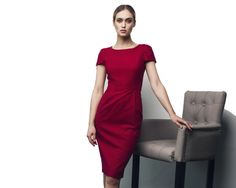 Red dress combines the grace and brightness. This dress will make your figure look more expressive. Perfect as an everyday dress, office dress, dress for business meetings, dinners or cocktail parties. Features of the model:  * made from quality cotton * rayon lining * fitted silhouette * pencil dress (66 cm from the waist) * short sleeve * boat neckline * pockets  * zipper on the back IMPORTANT NOTICE: Please agree with us your size before making an order. MEASUREMENT CHART: 6 (USA) / 36(EU) / 42 (UA) - 33"/26"/35" 8 (USA) / 38(EU) / 44 (UA) - 34,5"/28"/36,5" 10 (USA) / 40(EU) / 46 (UA) - 36"/29"/38" 12 (USA) / 42(EU) / 48 (UA) - 38"/31"/39" 14 (USA) / 44(EU) / 50 (UA) - 39,5"/32"/41" 16 (USA) / 46(EU) / 52 (UA) - 42"/34"/44" MODEL SIZE Bust 86 cm (33.86") / Waist 73 cm (28.74") / Hips - Elegant Mid-length Bodycon Dress For Work, Chic Office Mini Dress With Flattering Silhouette, Fitted Sheath Dress For Office, Elegant Mid-length Bodycon Summer Dress, Fitted Mid-length Bodycon Dress For Work, Flattering Fitted Midi Dress For Work, Fitted Knee-length Mini Dress For Office, Flattering Knee-length Mini Dress For Work, Chic Mid-length Bodycon Dress For Formal Occasions