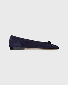 Square-Toe Ballet Flat in Navy Suede | Shop Ann Mashburn Ann Mashburn, Dream On, Ballet Flat, Free Bag, Go On, A Dream, Suede Leather, Ballet Flats, Sweater Outfits