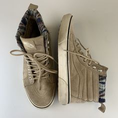 Vans Off The Wall Sk8 Hi Mens Size 8 W-9.5 Tan Suede Scotchguard Shoes 721454. Pre owned without box. Any signs of wear or defects are included in the photos so please look at all photos any questions feel free to message me.. Vintage Vans Sneakers With Round Toe, Vans Skate Shoes With Textured Sole, Vans Skate Shoes With Textured Sole And Round Toe, Vans Off The Wall, Sk8 Hi, Tan Suede, Off The Wall, Everyday Carry, Sneakers