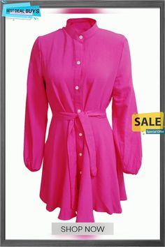 Solid Color Long Sleeve Ruched Mini Dress Solid Belted Mini Dress For Spring, Spring Solid Belted Mini Dress, Ruched Long Sleeve Midi Dress For Day Out, Spring Solid Color Belted Mini Dress, Long Sleeve Ruched Midi Dress For Day Out, Belted Mini Dress For Spring, Casual Long Sleeve Ruched Dress, Casual Pink Belted Dress, Casual Pleated Shirt Dress For Summer