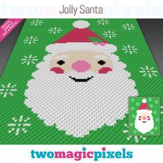 a cross stitch christmas rug with santa claus on it