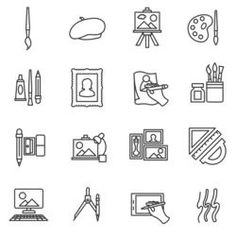 art and crafting line icons set on white background royalty photo - illustration, clipping