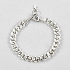 Sterling Silver 7.5mm Wide Diamond Cut Chain with Lobster Clasp Available in Oxidized Finish Available in 7" or 8" Length Modern Adjustable Chain Link Bracelet, Modern Cuban Link Chain Bracelet With Solid Construction, Everyday White Gold Chain Link Bracelet, Trendy Silver Chain Bracelet With Solid Links, Modern Silver Chain Bracelet For Everyday, Sterling Silver Link Bracelet With Curb Chain For Everyday, Sterling Silver Curb Chain Bracelet For Everyday, Modern White Gold Cuban Link Bracelet, Sterling Silver Cuban Link Bracelet With Silver Chain