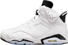 Air Jordan 6 Retro, Jordan 6 Retro, Black Heel, Air Jordan 6, Jordan 6, Stylish Sneakers, Black Heels, White Leather, Oreo