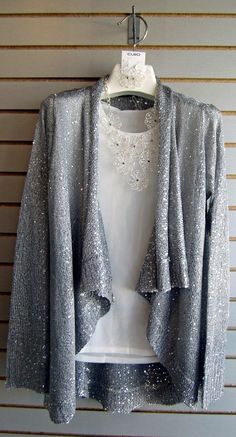 Silver Jacket Bustier Pattern Drafting, Sequence Jacket, Silver Trousers, Silver Cardigan, Blue Pants Outfit, Bustier Pattern, Sparkle Outfit, Hijab Fashionista