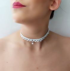 Lace pearl choker necklace - Radiate your beauty in this beautifully detailed Lace pearl choker necklace. Dress it up or dress it down its boho chic for any occasion. -------♥ ♥♥ D E S C R I P T I O N ♥ ♥♥ ----------------- ♥Width : 2 inch ♥Freshwater pearl ♥Crystal stones ♥Silver plated lobster clasp ♥ Includes a 2 inch ( 5 cm) extension chain for any adjustments ♥ The grunge boho choker is handmade ♥ Please measure your preferred choker length before ordering ♥Each necklace will be carefully w Choker Necklace Wedding, White Pearl Choker, Bridal Choker Necklace, Wedding Choker Necklace, Cool Rings For Men, Pearl Lace, Bridal Choker, Single Pearl, Lace Choker