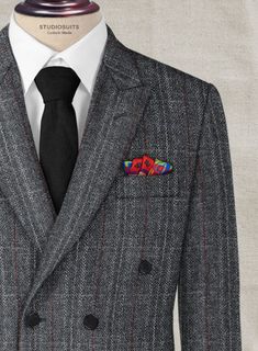 Lend a stylish edge to your appearance with our Harris Tweed Welsh Gray Double Breasted Suit which offers style and personality to men who seek excellence in their apparel. Crafted from wool, the suit furnishes a luxurious hand feel that will significantly enhance your professional wardrobe. Opt for this suit for a corporate event or a summer wedding. 
 
 Look Includes  Harris Tweed Welsh Gray Fabric  Double Breasted Jacket Style  Peak Lapel  Real Horn Royal Buttons  Single Vent  Three Cuff Butt Wool Suits With Herringbone Pattern And Suit Collar, Winter Tweed Three-piece Business Suit, Winter Business Tweed Three-piece Suit, Winter Tweed Three-piece Suit For Business, Luxury Tweed Suit With Notch Lapel, Luxury Tweed Business Casual Suit, Luxury Tweed Suit For Business Casual, Tailored Wool Double-breasted Suit, Tailored Double-breasted Wool Suits