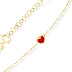 Red Heart Bracelet - Gelin Diamond Gold Bracelet With Adjustable Chain For Valentine's Day Gift, Elegant 14k Gold Bracelets For Valentine's Day, 14k Gold Bracelet As Gift, 14k Gold Bracelet For Gift, 14k Gold Fine Jewelry Bracelet Gift, Yellow Gold Bracelets For Valentine's Day Formal Occasion, 14k Gold Fine Jewelry Bracelet As Gift, 14k Yellow Gold Bracelets, Gift For Her, Yellow Gold Bracelet As Valentine's Day Gift