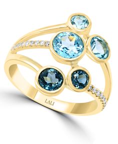 Revel in the constellation of stones in this gorgeous Lali Jewels ring. Swiss Blue Topaz and London Blue Topaz mix with diamonds in this sparkling open-work design. Ring Symbolism, Creative Necklace, Macys Jewelry, Blue Topaz Jewelry, Multi Gemstone Ring, Attic Storage, Diamond Fashion Rings, Jewelry Sale, Jewels Rings