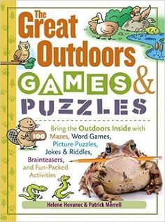 the great outdoorss games and puzzles book with an image of a frog on it