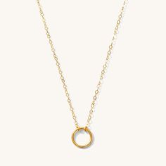 The circle is symbolic in many ways - representing karma, wholeness, eternity, and self. We love its significance as much as we love its appearance on the neck. This piece is the perfect gift for anyone in your life. 14k Gold Fill Length: 16" Everyday Circular Cable Chain Necklace, Circle Cable Chain Necklaces For Gifts, Everyday Yellow Gold Circle Charm Necklace, Everyday Circular Yellow Gold Necklace, Everyday Yellow Gold Circular Necklace, Halo Open Circle Necklace, Everyday Full Circle Necklace With Delicate Chain, Delicate Chain Necklace For Everyday, Delicate Full Circle Necklace For Everyday