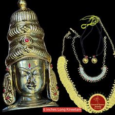 Design by Classical Dance Jewelry® ❥ Product Details: Designer Brass decorated Goddess Varalakshmi Ammavaru Face , Crown kireetam 9 Piece set ❥ Material is Brass alloys ❥ Color: Gold, Brass ❥ Beautiful Goddess Lakshmi face set used for varalakshmi Vratham ❥ Beautifully embossed mask used for pooja during Varalakshmi Vratham ❥ Very Heavy Face ❥ Beautifully decorated mask used for pooja during Varalakshmi Vratham ❥ Completely Decorated with High Quality Stones and pearls 🎈We will send item that a Bollywood Temple Necklace With Latkans For Diwali, Bollywood Style Temple Necklace With Latkans For Diwali, Chandbali Traditional Wear For Diwali Ceremonial, Chandbali Traditional Wear For Diwali Ceremonies, Diwali Temple Jewelry Sets With Latkans, Ceremonial Chandbali Sets With Latkans, Gold Tilla Saree For Festivals, Heavy Ceremonial Sets For Diwali, Ceremonial Heavy Sets For Diwali