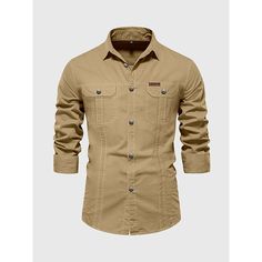 Season:Summer; Function:Moisture Wicking,Breathable; Fabric:Cotton Blend; Sleeve Length:Long Sleeve; Look After Me:Washable,Wet and Dry Cleaning; Gender:Men's; Style:Casual,Fashion,Comfortable; Tops Type:Casual Shirt,Button Up Shirt,Work Shirt,Cargo Shirt,Shirt; Occasion:Vacation,Street,Daily,Going out; Pattern:Plain; Design:Front Pocket; Neckline:Collar; Listing Date:07/12/2024 Cheap Button-up Utility Jacket For Men, Khaki Military Short Sleeve Shirt, Workwear Button-up Camp Shirt With Welt Pockets, Luxury Men's Button-up Utility Jacket, Khaki Collared Military Shirt, Mens Work Shirts, Beige Long Sleeve, Fashion Comfortable, Cargo Shirts