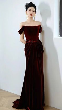 Off shoulder party dress, velvet dress ,red evening dress,Vintage dressMaterial:velvetColor:as picture or custom colorNeckline:off shoulderBack details:bandageDress type:bodyconStyle:vintage&ltp&gtFeatures:charming&lt/p&gt&ltbr/&gt&ltp&gtThis dress could be custom made, there are no extra cost to do custom size and color.&lt/p&gt&ltbr/&gt&ltp&gt1, If the color is customized, please note the color & card number.&lt/p&gt&ltbr/&gt&ltp&gt2,You can choose standard size or custom size . If dress is cu Prom Dresses Red Velvet, Vintage Off The Shoulder Dress, Maroon Velvet Gown, Off The Shoulder Velvet Dress, Red Velvet Formal Dress, Red Off The Shoulder Prom Dress, Red Velvet Dress Aesthetic, Red Velvet Gala Dress, Velvet Evening Dress For Prom Season Gala