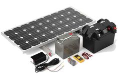 an image of a solar power system with batteries and other items on the side of it