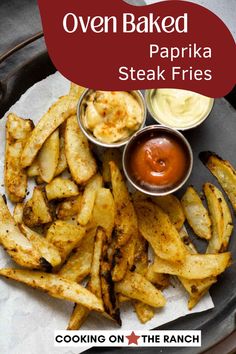 oven baked paprika steak fries with ketchup on the side