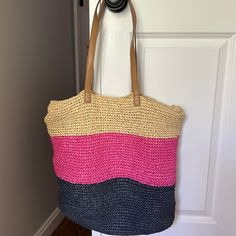 Used A Handful Of Times. Looks Brand New. Trendy Pink Crochet Bag With Adjustable Strap, Casual Pink Crochet Bag For Daily Use, Casual Pink Crochet Shoulder Bag, Pink Crochet Bucket Bag With Adjustable Strap, Pink Crochet Shoulder Bag For Spring, Pink Casual Crochet Tote Bag, Casual Pink Crochet Tote Bag, Chic Pink Crochet Bag With Adjustable Strap, Casual Pink Crochet Bag With Adjustable Strap