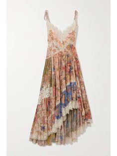 ZIMMERMANN August asymmetric lace-trimmed paisley-print silk midi dress Deep Winter, Silk Midi Dress, Patchwork Dress, A Dress, Dream Dress, Net A Porter, Paisley Print, Pretty Dresses, Pretty Outfits