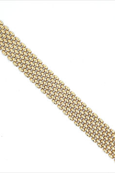 This Vintage Italian 14K Yellow Gold Wide Bracelet offers a luxurious statement piece made with fine Italian craftsmanship. The bold gold style and everyday wearability make it a timeless accessory for any wardrobe. Luxury Gold-tone Box Chain Bracelet, Formal 14k Gold Bracelet With Box Chain, Formal 14k Yellow Gold Tennis Bracelet, Luxury Gold-tone Bracelet With 17 Jewels, Timeless Gold-tone Gold Bracelet With Jubilee Style, Classic Gold-tone Jubilee Bracelet, Timeless Gold-tone Jubilee Bracelet, Elegant Gold Bracelet With Box Chain, Formal Gold Bracelets With Box Chain